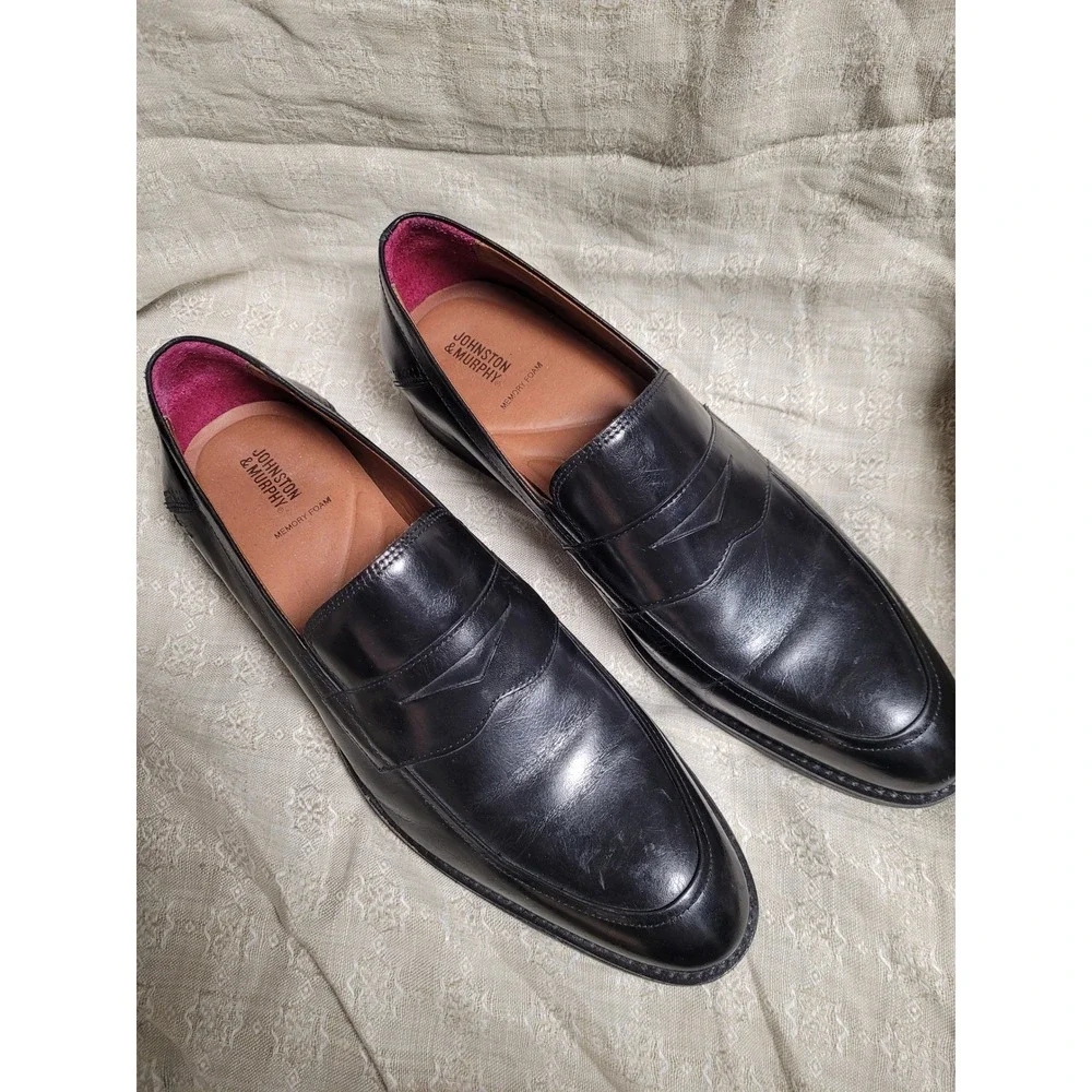 Johnston & Murphy Mens Black Leather Loafer Style Memory Foam Shoes Brazil 13 M Amazon.com | Johnston & Murphy Beck Venetian Black Full  main image 4